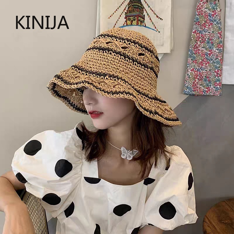 Bucket Hat Straw - Yaz Şapka Kadın Hasır Güneş Şapkası
